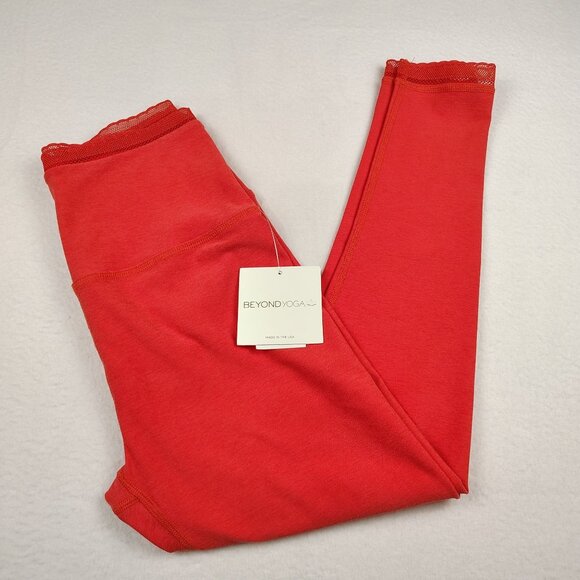 Beyond Yoga Pants - NEW Beyond Yoga Spacedye Allure Lace-Trim High Waisted Leggings Sz Large